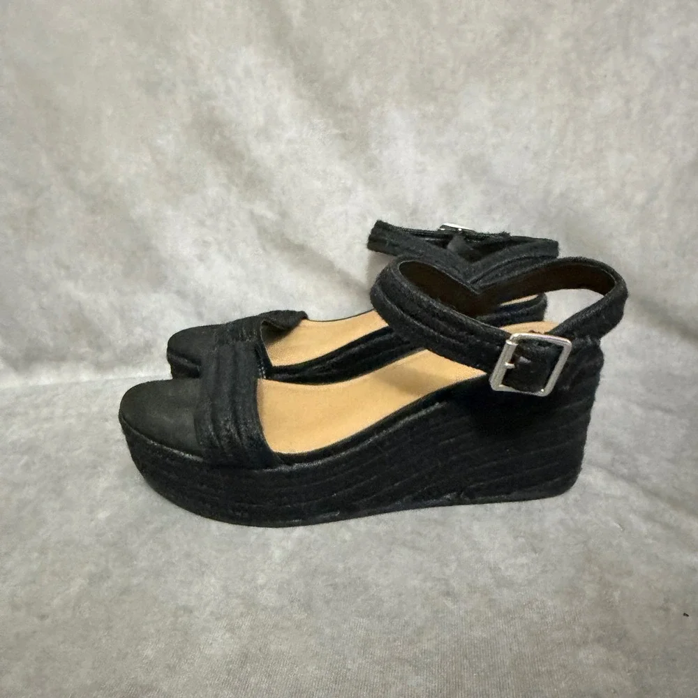 Torrid Espadrille Wedge Sandals Womens 10.5WW Black Excellent Platform Boho